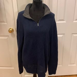 Saks Fifth Avenue Wool Blend Men’s Navy 1/4 Zip Sweater- Size M